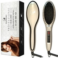 Hair Straightening Brushes Product Image Magnifeko Hair Straightening Brush Professional Comb Ceramic Straighter For Styling Silver