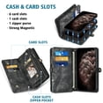thumbnail image 4 of Asuwish Compatible with iPhone 13 Pro 6.1 inch Phone Case Zipper Wallet Tempered Glass Screen Protector Strap Flip Card Holder Cell Cover for iPhone13Pro 5G i i-Phone i13 iPhone13 13Pro Women Black, 4 of 7