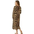thumbnail image 5 of POLERO Women Brown Leopard Print Long Sleeve Nightgowns V Neck Long Nightshirts Winter Warm Full Length Sleepwear Loungewear, Medium, 5 of 7