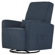 Evolur Holland Upholstered Swivel Glider with Free Lumbar Pillow, Durable Soft Fabric