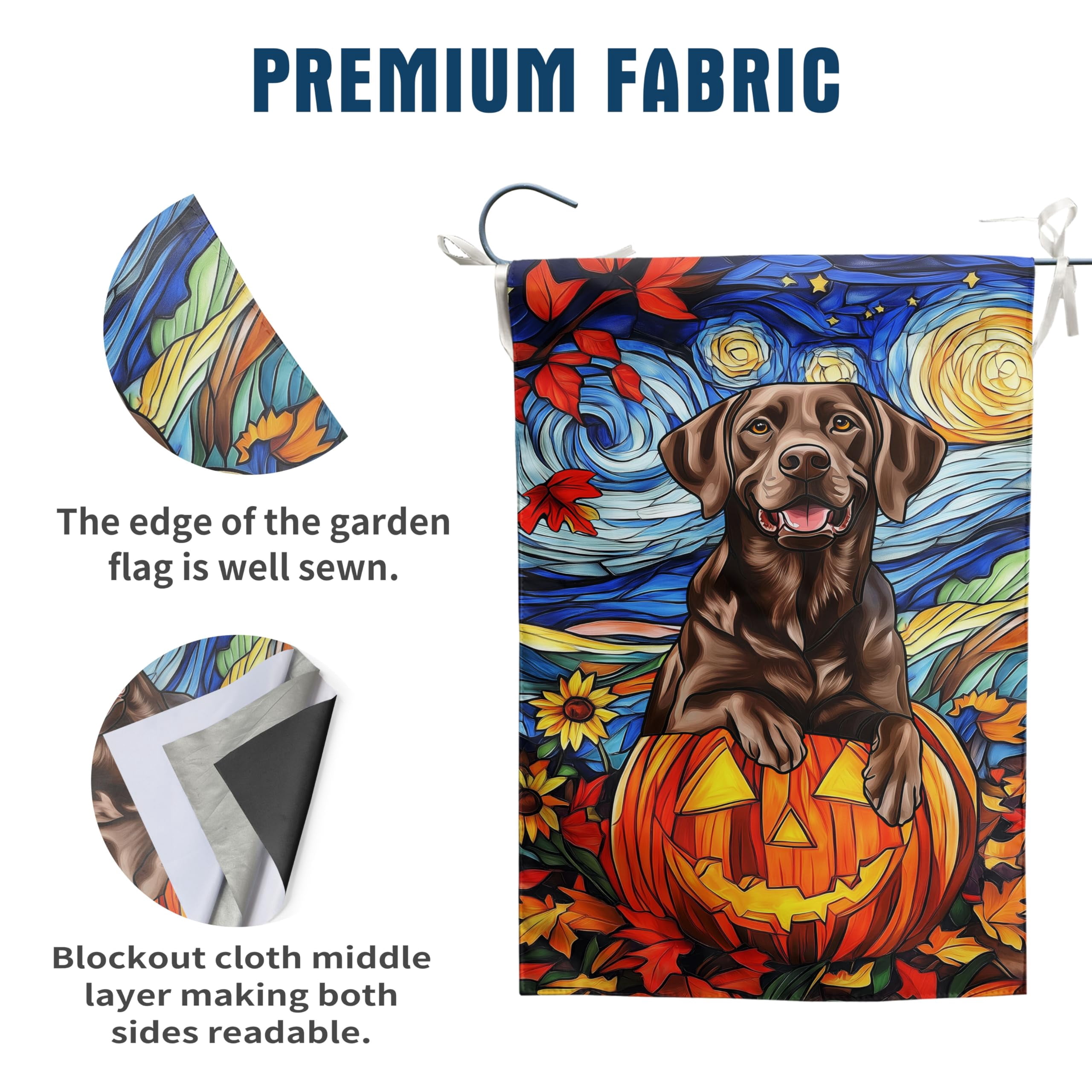 4th of July Chocolate Lab Garden Flag Red White Blue Floral Labrador Dog Yard Flags Small Memorial Independence Day Banner 12x18 Double Sided for Outside Outdoor Patriotic Decor