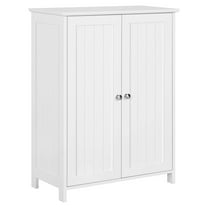 Drevy Bathroom Floor Cabinet Double Doors -Standing Storage Cabinet with Adjustable Shelves, Anti-toppling Design, White