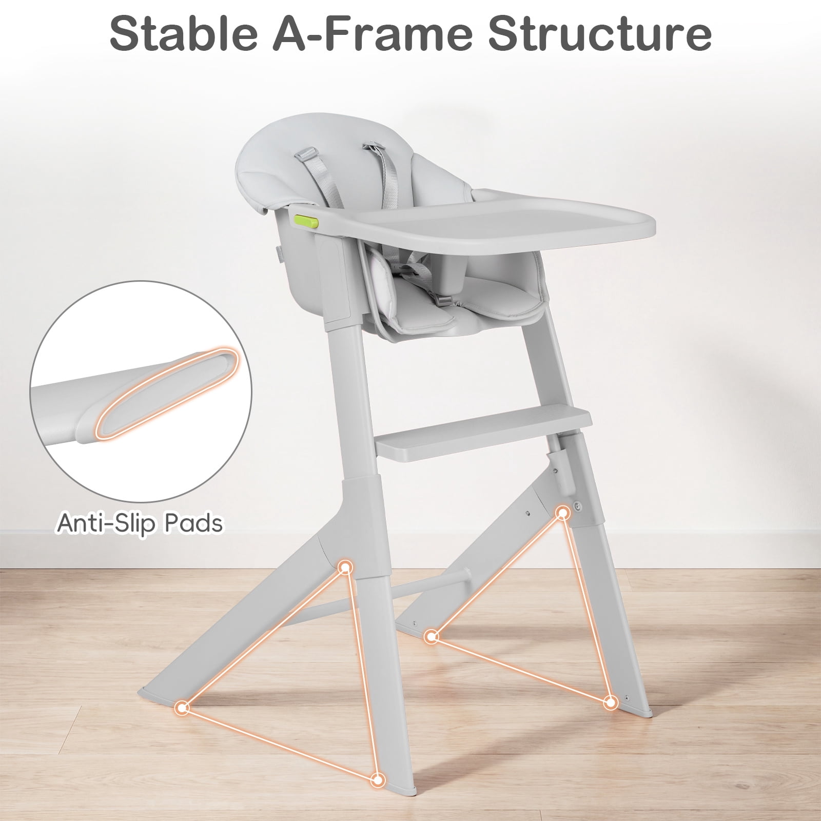 INFANS Baby High Chair, Full-Body Washable High Chairs for Babies and Toddlers Easy to Clean with Tray, 5-Point Harness, Light-Wight Design for Toddlers 6-36 Months