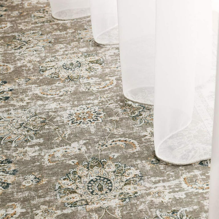 Rugking Indoor Doormat 2x3 Grey Foldable Floral Vintage Small