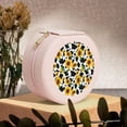 thumbnail image 6 of Yiaed Cute Cow Print Sunflower D Print Travel Jewelry Case Bridesmaid Gift Boxes Jewelry Travel Organizer Small Round Jewelry Box Mini Storage-Pink, 6 of 7