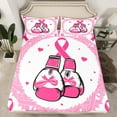 thumbnail image 2 of Feelyou Kawaii Boxing Gloves Full Size Sheets, Pink Hope Ribbon Bed Sheets, Cartoon Love Heart Sheet Sets, Ultra Soft Bedroom Decor, 4-Piece, 2 of 7