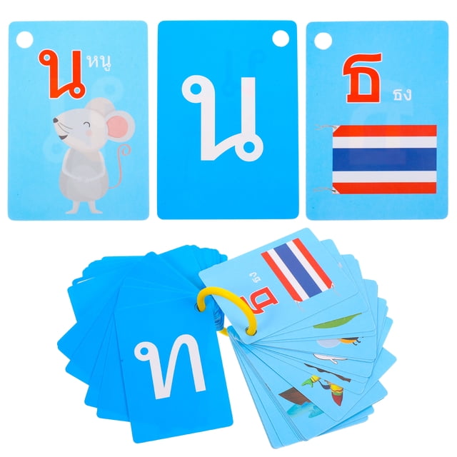 Miangastore 90Pcs Thai Language Flash Cards Vocabulary Flash Cards Portable Words Cards Kids Learning Cards