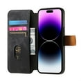 thumbnail image 5 of Compatible with iPhone 12 Wallet Case with RFID Blocking Card Holder Fashion PU Leather Contractible Wrist Kickstand Shockproof Anti-fall Flip Phone Case Cover For iPhone 12,Black, 5 of 10