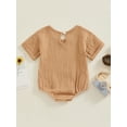 thumbnail image 4 of Biekopu Baby Bubble Romper Casual Rolled Up Short Sleeve Solid Color Bodysuit Infant Summer Tops, 4 of 9