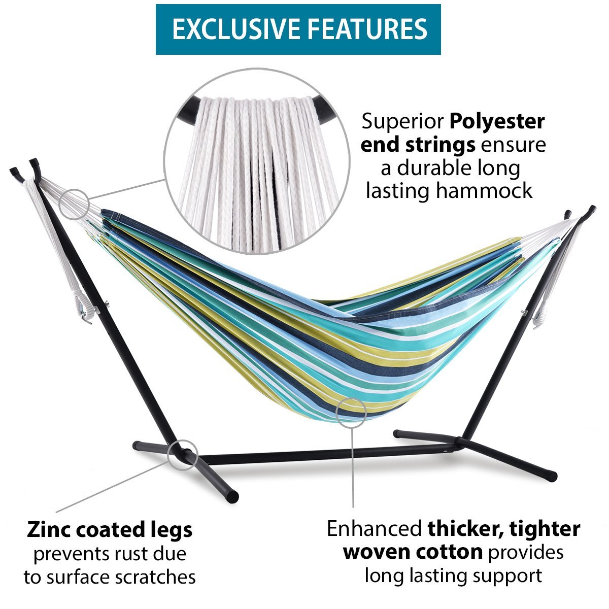 Vivere Double Oasis Hammock with 9ft Stand - image 5 of 6