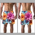 thumbnail image 3 of luoweisi Men's Beach Shorts Quick Dry Swim Trunks with Mesh Lining Art Flowers S, 3 of 5