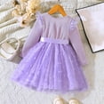 thumbnail image 4 of Sngxgn Girls Dresses Short Sleeve Stretch A-line Solid Color Dress for Toddler(Purple,90), 4 of 8