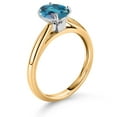 thumbnail image 3 of Gem Stone King 10K Yellow and White Gold London Blue Topaz Solitaire Engagement Ring for Women (1.50 Cttw, Oval 8X6MM, Gemstone November Birthstone, Available in Size 5, 6, 7, 8, 9), 3 of 4