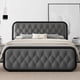 thumbnail image 1 of Bed frame Heavy-duty bed frame with faux leather headboard Bedroom furniture 12" under-bed storage Black platform bed My Lux Decor Round, 1 of 8