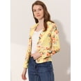 thumbnail image 3 of Chaqueta Tipo blazer Allegra K Informal con Solapa de Muesca Y Manga Larga Amarillo-Floral S, 3 of 5