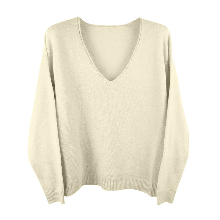 Cream v neck sweater women's 2025