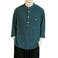 thumbnail image 1 of Mens Spring And Autumn Loose Fashion Casual Daily Solid Color 9-sleeve Shirt Top, 1 of 6