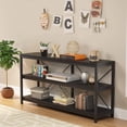 thumbnail image 2 of Sofa Table, 3 Tiers Sofat Table Narrow Long Sofa Table TV Stand with Shelves for Hallyway, Entryway, Living Room, 55 Inch (Black), 2 of 6