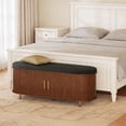 thumbnail image 7 of Aisword 2-Tier Shoe Bench Storage with Sliding Door, Padded Cushion, Adjustable Shelf, Walnut, 7 of 7