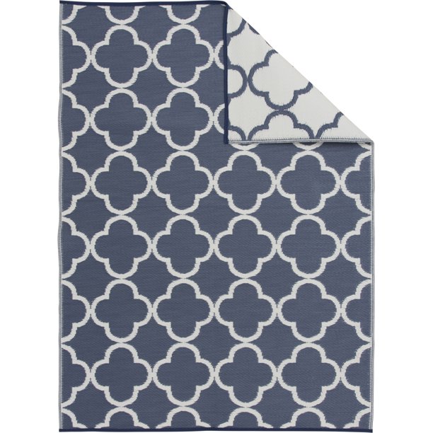 Mainstays 5' x 7' Blue Plastic Reversible Outdoor Area Rug