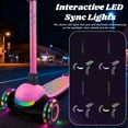 thumbnail image 2 of Light Up 3 Wheel Kick Scooter for Kids Toddlers Girls with LED Sync Lights Flashing Stem & Wide Polka Dot Deck Adjustable Height Music Function Safe Sturdy Folding (Pink), 2 of 8