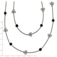 thumbnail image 2 of Stainless Steel Polished Black Acrylic Bead Necklace - 33 Inch, 2 of 2