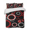 thumbnail image 2 of Quilts Full Size, Red Black Soft Comforter Bedding Set for Bed, Abstract Modern Geometric White Grey Circle Lightweight Quilted Bedspread with Pillow Cover(2 Pieces) for All Season, 78x90 Inch, 2 of 6