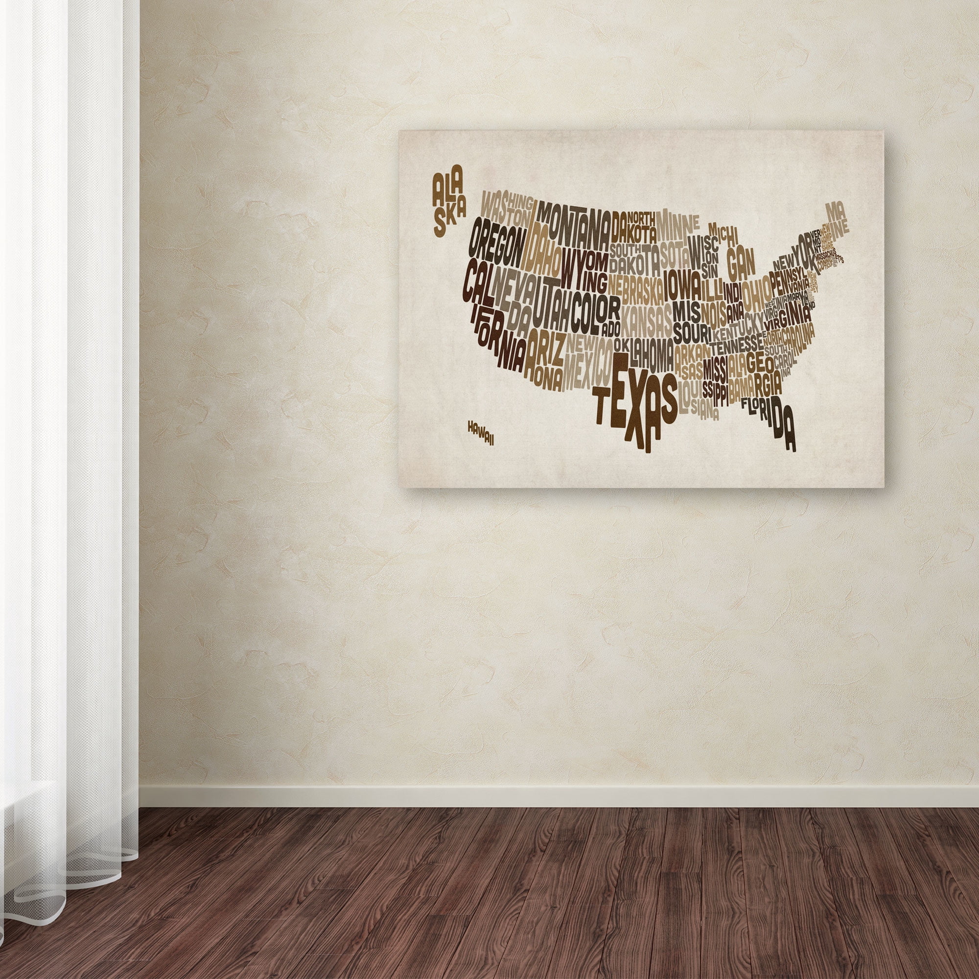 Trademark Art 'USA States Text Map 2' Canvas Art by Michael Tompsett
