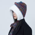 thumbnail image 4 of SikaFu Autumn And Winter Lovely Ears Big Head Circumference Color Thick Rough Wool Female Warm Face, Face, Small Plush Contrasting Hat Knitted Hat, 4 of 9