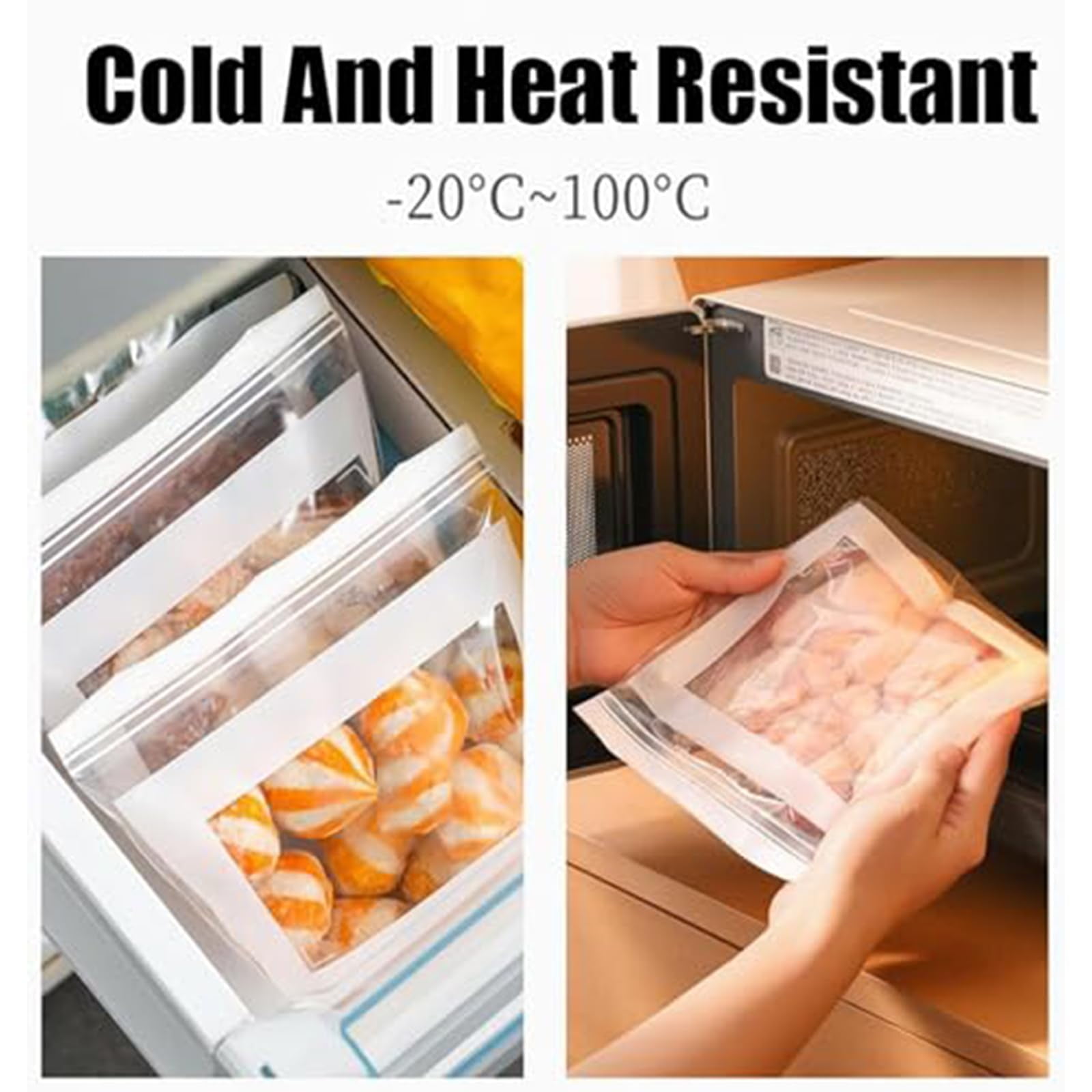 Food Grade Fresh-Keeping Bags, Plastic Produce Bags, Food Storage Bags, Double Seal Reusable Slider Freezer Bags Refrigerator Storage for Fruit Vegetable Kitchen(L*3Set)