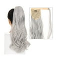 thumbnail image 2 of 22" Long Wave Ponytail Natural Wavy Synthetic Wrap Around Ponytail Hairpiece for Women Extension Magic Paste Heat Resistant, 2 of 25