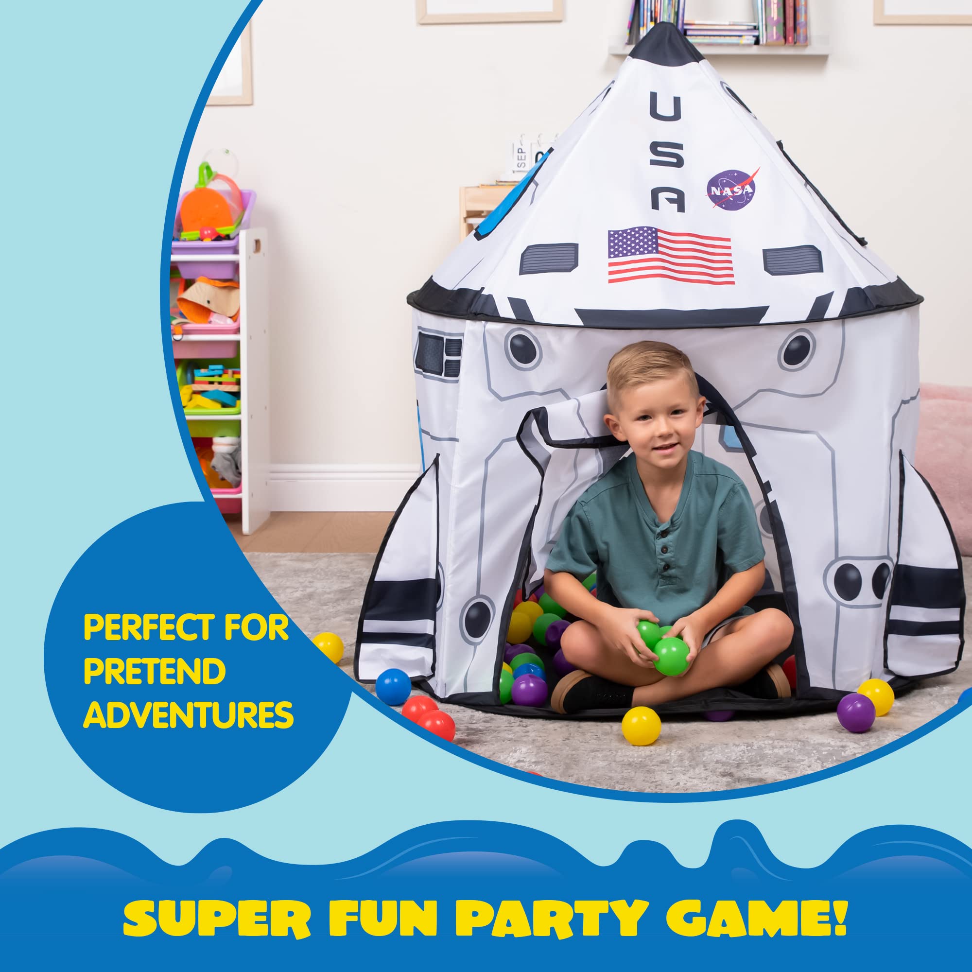 Joyfy Rocket Ship Pop-Up Play Tent photo 4