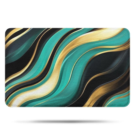 Teal Gold Marble Pattern Bathroom Rugs Mat,Non Slip Microfiber Bathroom Rug,Rubber Backing,Soft Bathroom Mats for Bathroom Floor,Tub and Shower,17x27in(43x68cm)
