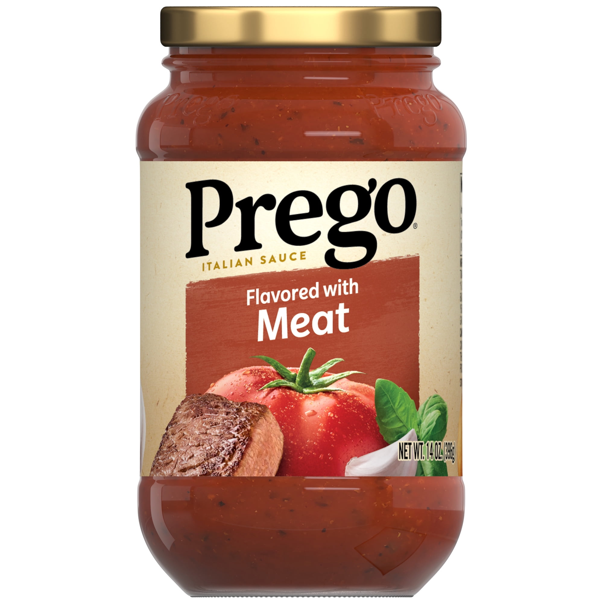 Prego Italian Tomato Spaghetti Sauce flavored with Meat, 14 oz Jar