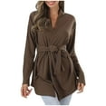 thumbnail image 1 of Cardigan Décontracté à Manches Longues pour Femmes, Couleur, Col Rond, Noué, Ample, à Nouer, 1 of 1