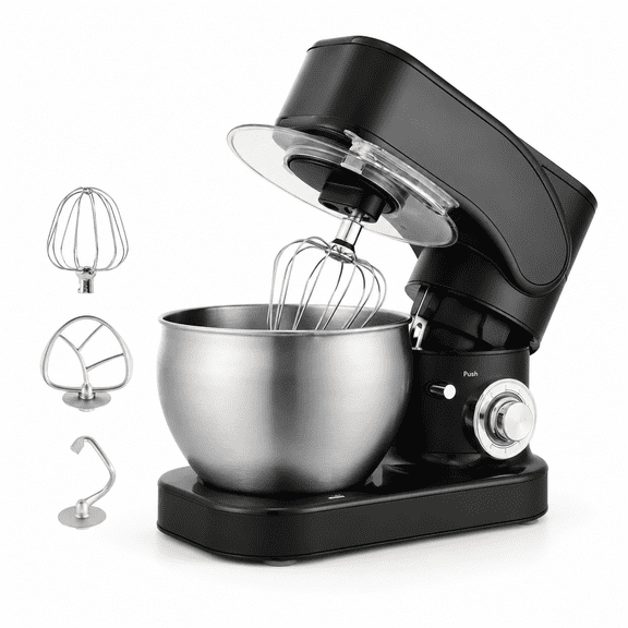 Black Stainless Steel 6-Speed 7.4qt Stand Mixer with 700-Watt