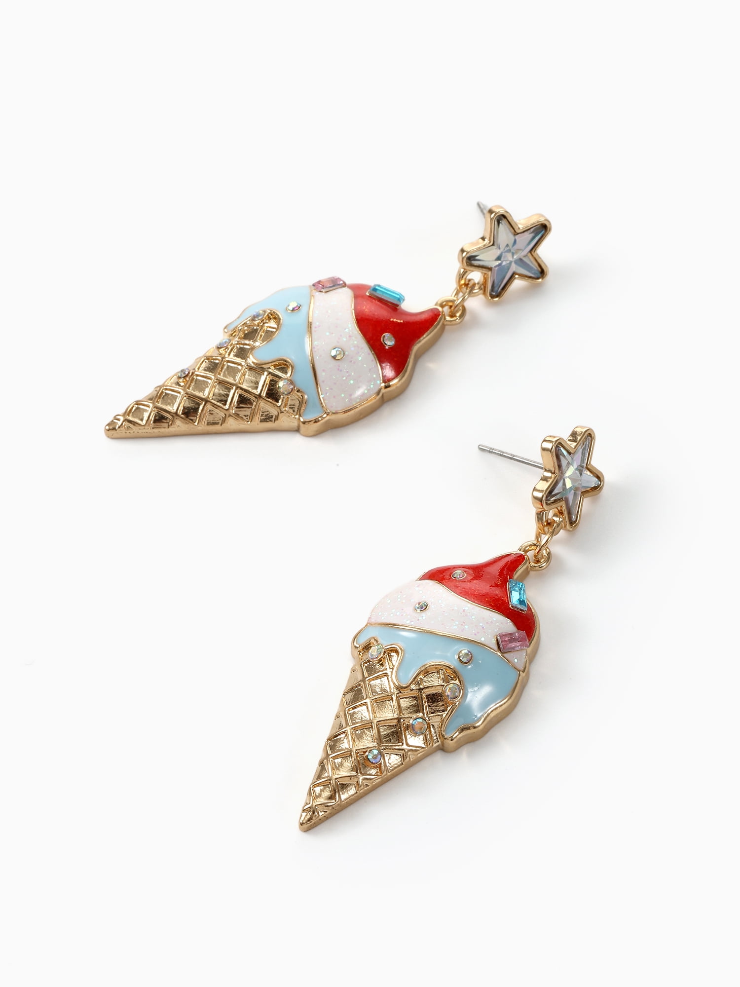 Way to Celebrate Americana Patriotic Ice Cream Cone Earrings