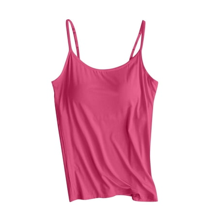 Women s Summer Tops Savings Clearance 2024 Tank Top on Sale Gym Sleeveless Camisole Sexy Plus Size Yoga Underwear with Built in Bras