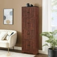 thumbnail image 2 of 72'' Tall Storage Cabinet with 8 Doors and 4 Shelves, Wall Storage Cabinet for Living Room, Kitchen, Office, Bedroom, Bathroom, Walnut, 2 of 9
