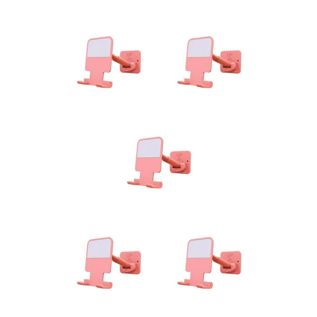 crativent Phone Holder Wall Self Adhesive Adjustable Cellphone Stand Organizer 90 Degree Rotation Retractable Rack Bathroom Pink 5Set