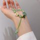 thumbnail image 4 of Pulsera de Piedra Natural, Pulsera para Mujeres, Pulsera de Jade Falso con Pendiente de Mariposa de Amor Flor de Melocotón, Lujo Pequeña, Pulsera tejida a mano de Pequeña Producción Masiva de Pequeños, 4 of 7