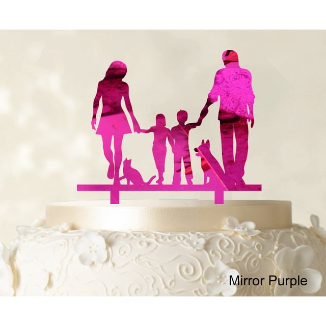 Family Cake Topper Personalized Silhouette Cake Topper Color Option Available 6-8 Inches Wide