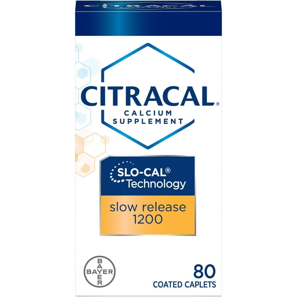 Citracal Slow Release 10 Calcium With Vitamin D3 Caplets 80 Count Walmart Com
