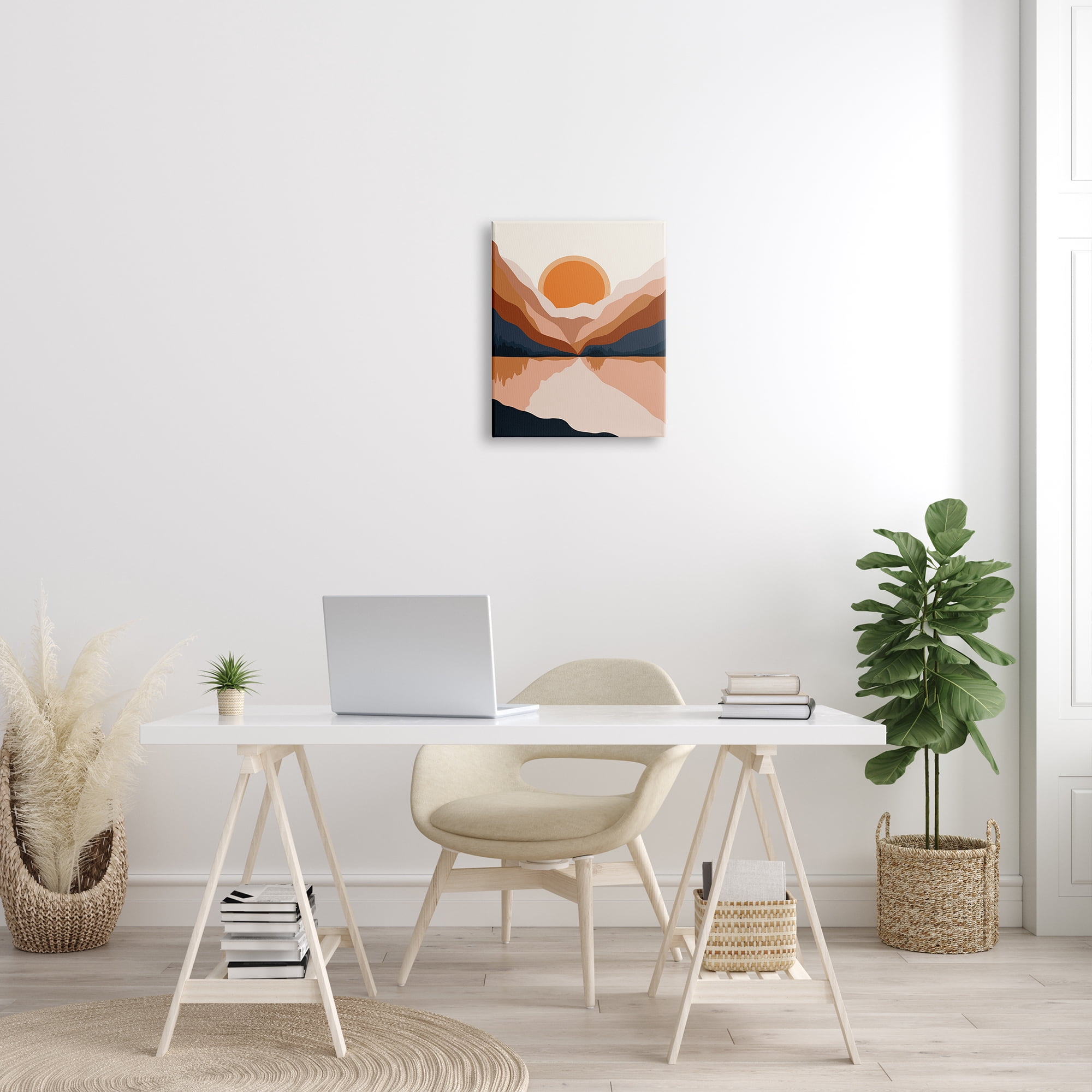 Stupell Industries Vibrant Orange Sunrise Minimal Mountain Lake Abstraction, 16 x 20, Designed by Ros Ruseva