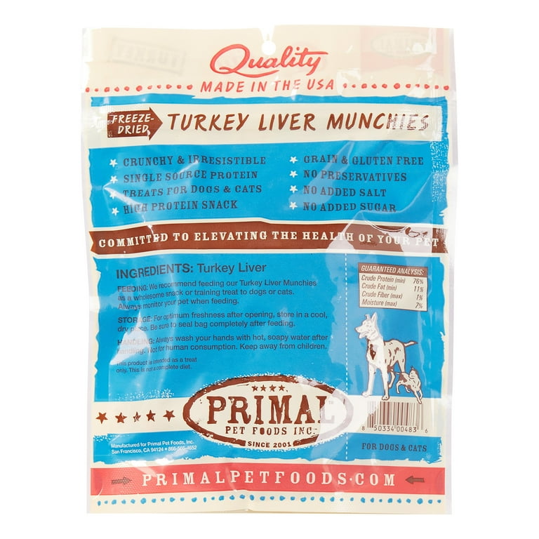 Primal Freeze-Dried Grain Free Turkey Liver Munchies Dog and Cat Treats Primal Freeze-Dried Grain Free Turkey Liver Munchies Dog and Cat Treats