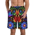 thumbnail image 2 of Uemuo Colorful Floral Pattern Men's Swim Trunks Hawaiian Beach Bathing Suit Swimsuits Beach Quick-Dry Shorts with Pockets-Medium, 2 of 9