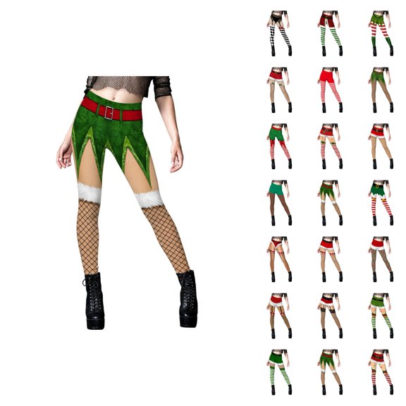 Christmas Leggings for Women Elastic High Waist Slim Fit Funny 3d Print Workout Yoga Pants Xmas Leggings