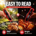 thumbnail image 3 of Ultra-Fast Digital Meat Thermometer with Battery, 0.3 Sec Instant Read Food Thermometer, ±0.5°F Precision, Auto-Rotating Backlit Display, Waterproof Probe for Grill BBQ Air Fryer, Red, 3 of 7