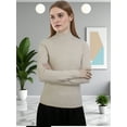 thumbnail image 5 of Women Mock Neck Tops Fall Soft Thermal Long Sleeve Sweater Ribbed Stretchy Pullover Basic Layering Sweater by DingJoo Beige-M, 5 of 5