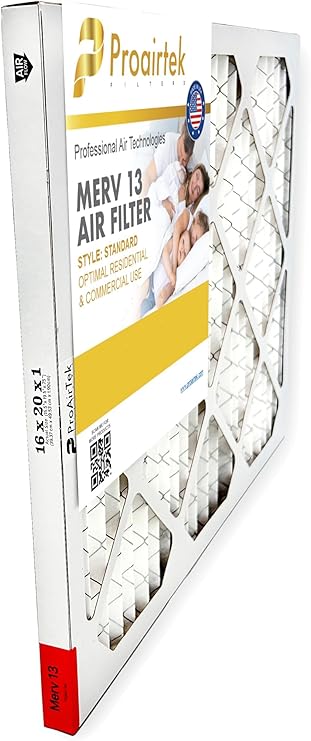 ProAirTek AF16201M13SWH 16x20x1 Air Filter 2-Pack, MERV 13 – High Efficiency Home Air Filter for Clean, Crisp Air